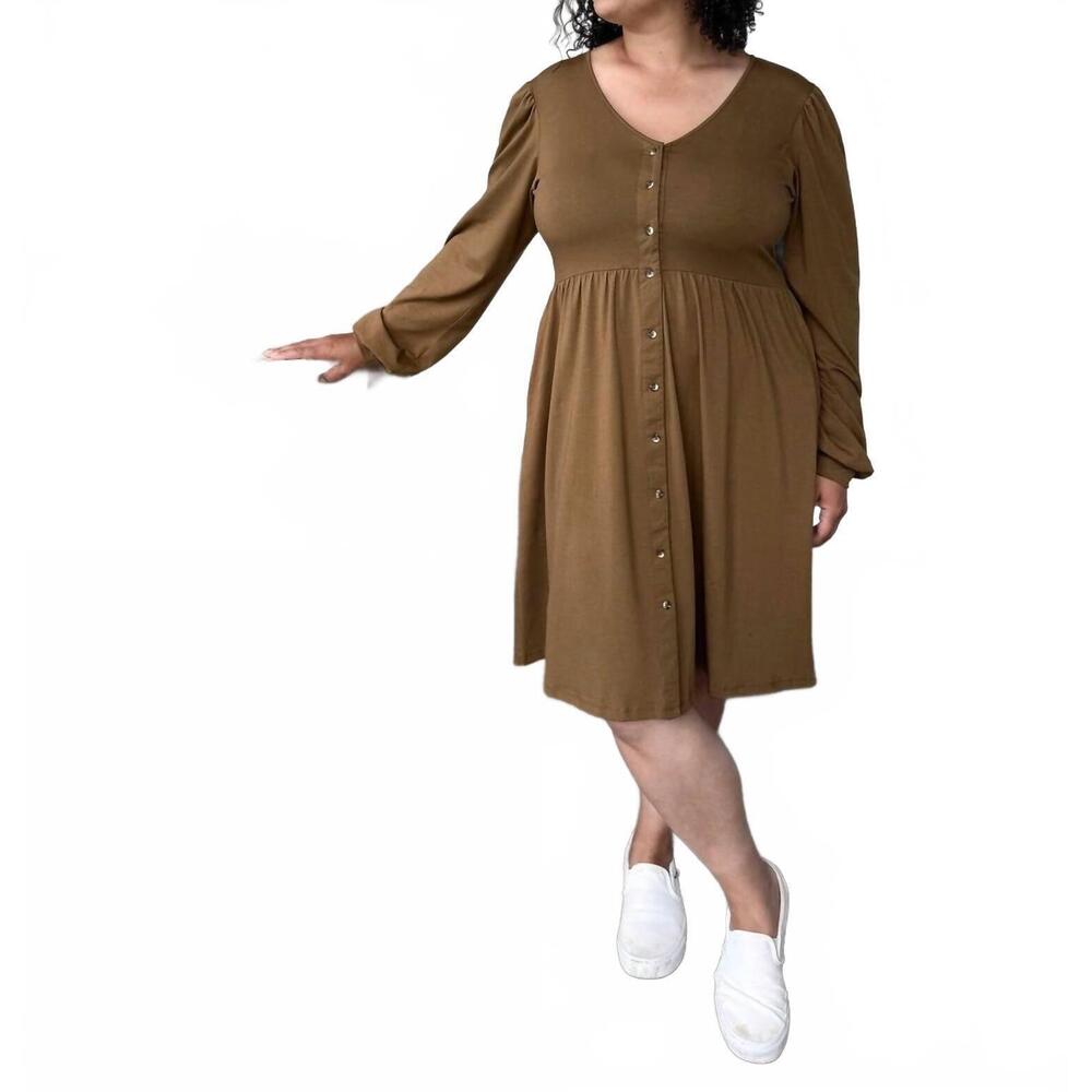 NEW ELEGANT TEES lucille mini dress in kona brown